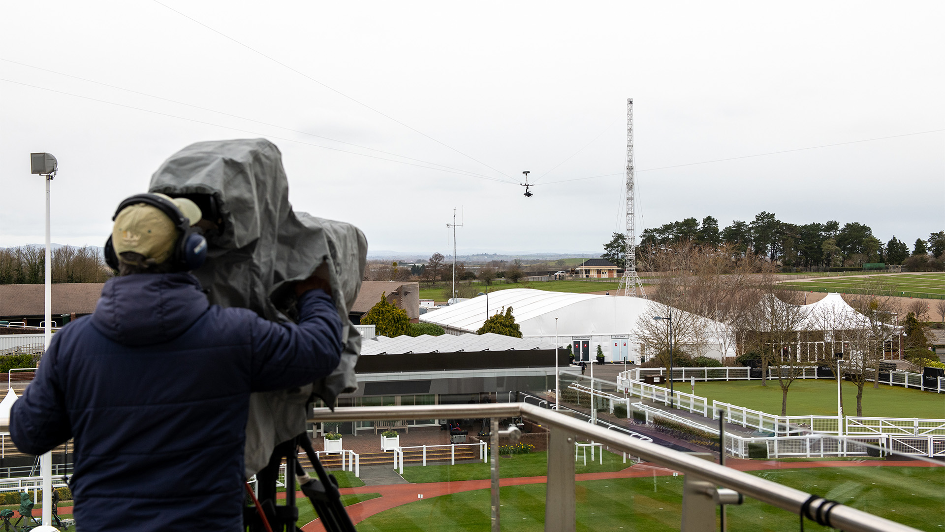 Wirecam & tower installation for ITV Horse Racing at Cheltenham Festival