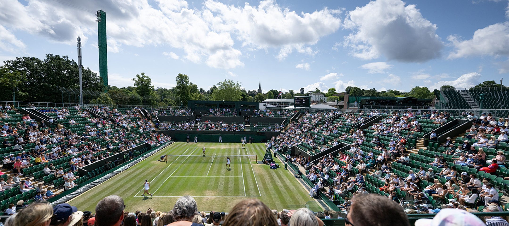 A truss system used to suspend a wirecamera at Wimbledon.