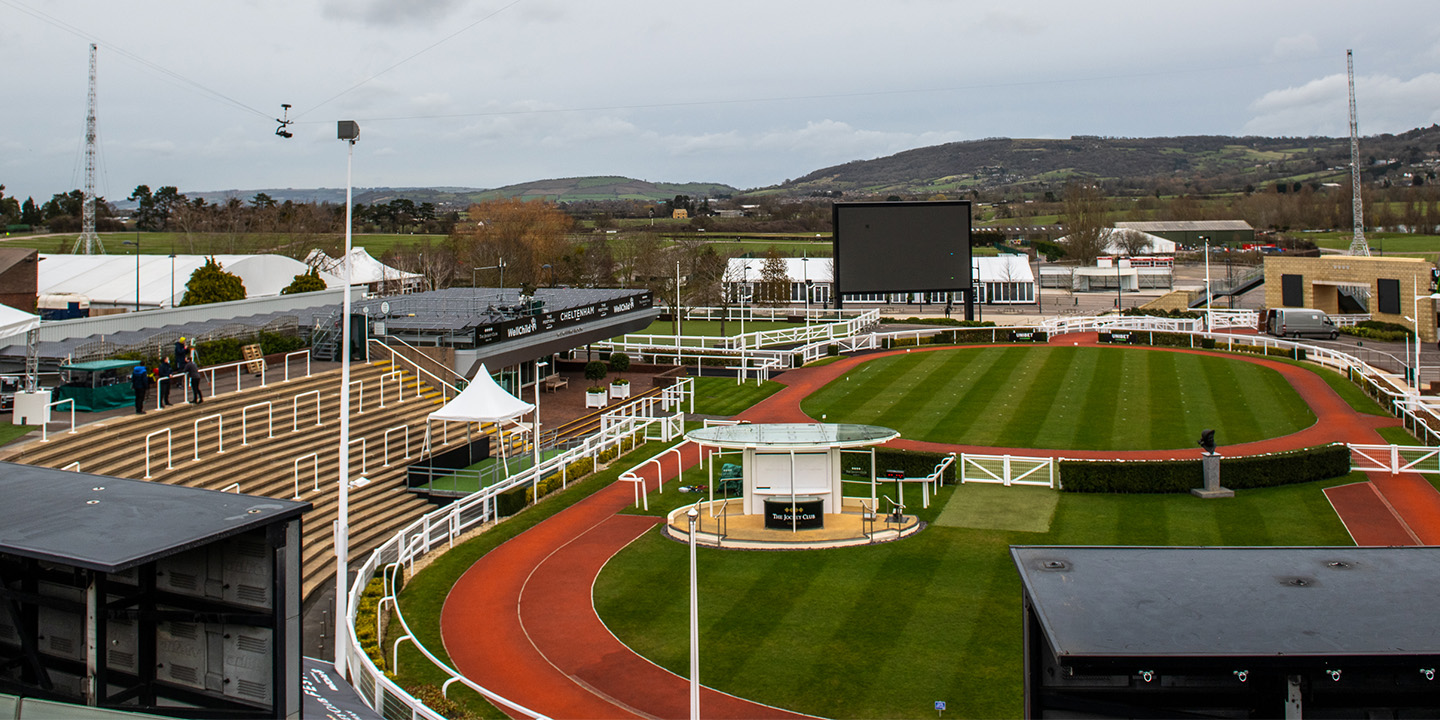 Track View of 3D Wire Cam and Truss Tower for ITV Horse Racing at Cheltenham Festival 2022