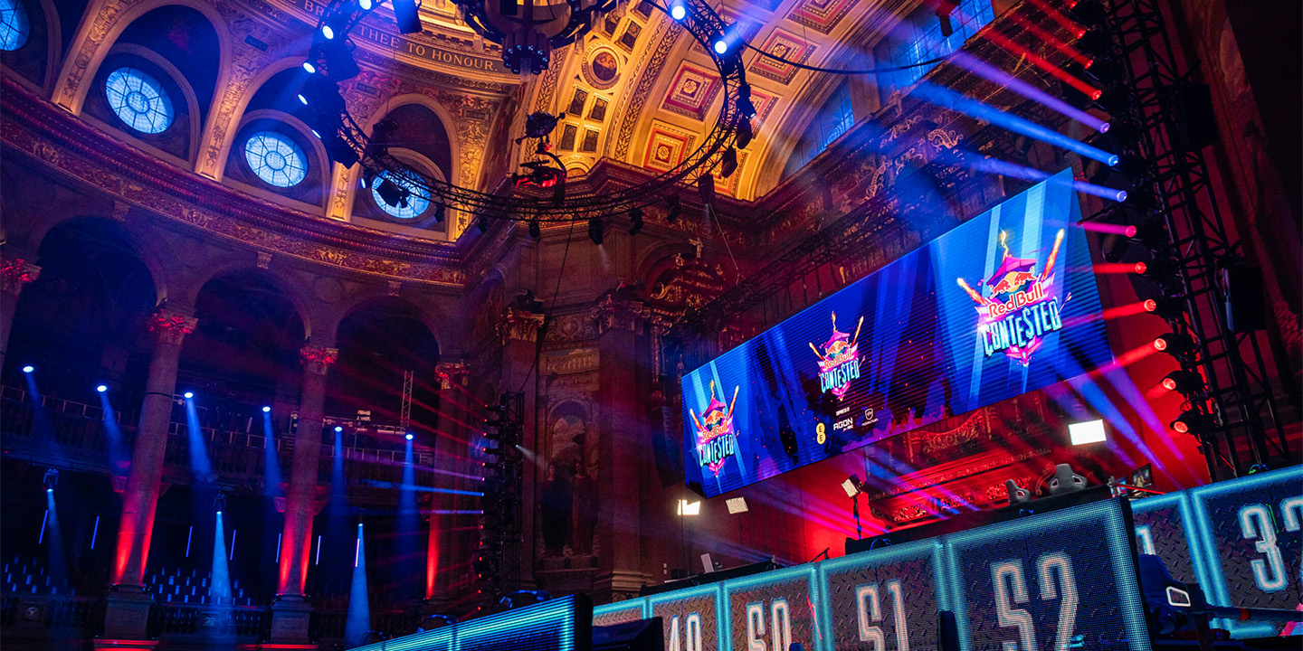 Truss circle and venue rigging at the Redbull Contested Fortnite Major in Edinburgh, UK